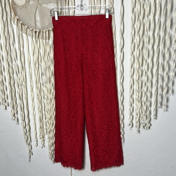 J. Crew Red Lace Pull on Trouser size 00/24 - Picture 2 of 13